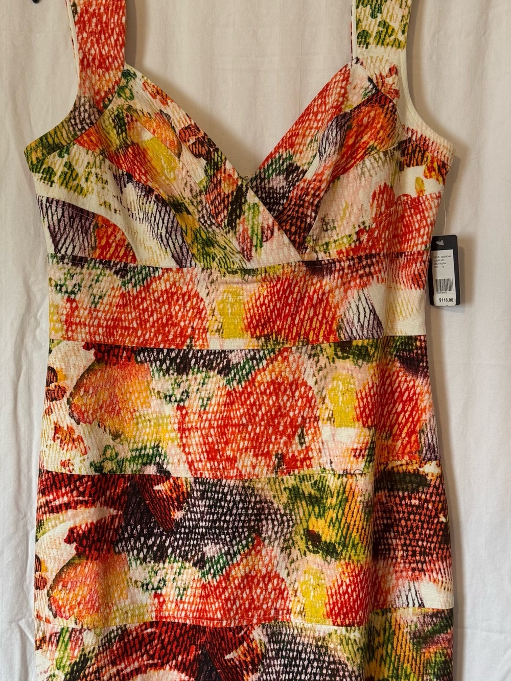 NWT Guess Mini Bodycon Bandage Dress – Size 14 – Abstract Floral Print